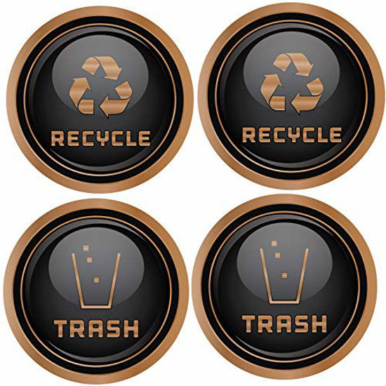 Picture of Recycle and Trash Logo Symbol - Elegant Copper Look for Trash Cans, Containers, and Walls - Laminated Vinyl Decal (Small, Copper)