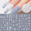 Picture of Snowflakes Nail Art Sticker Decals 5D Hollow Exquisite Luxurious Christmas New Year Nail Art Supplies Design Winter Elk Nail Art Decoration Accessories DIY Acrylic Nail Art, 4 Sheet