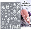 Picture of Snowflakes Nail Art Sticker Decals 5D Hollow Exquisite Luxurious Christmas New Year Nail Art Supplies Design Winter Elk Nail Art Decoration Accessories DIY Acrylic Nail Art, 4 Sheet