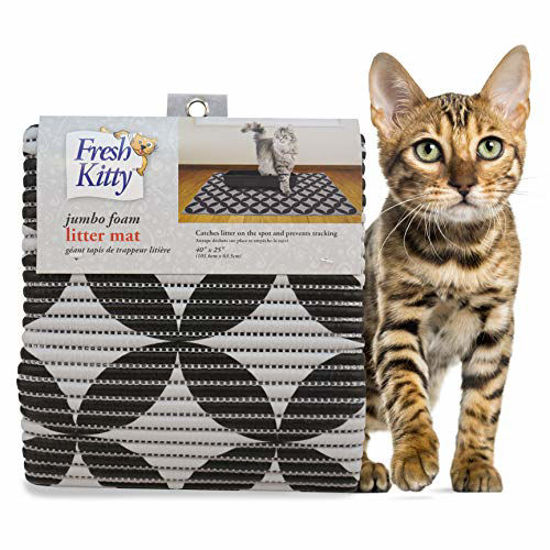 Picture of Fresh Kitty Durable XL Jumbo Foam Litter Box Mat - BPA and Phthalate Free, Water Resistant, Traps Litter from Box, Scatter Control, Easy Clean Mats - Gray Pattern 40x 25 (9052)