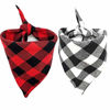 Picture of Realeaf 2Pcs Dog Bandanas Buffalo Plaid Pet Scarves Reversible Checkered Kerchief Classic Triangle Dog Bibs Costume Decoration Accessories for Small Dogs Cats Pets