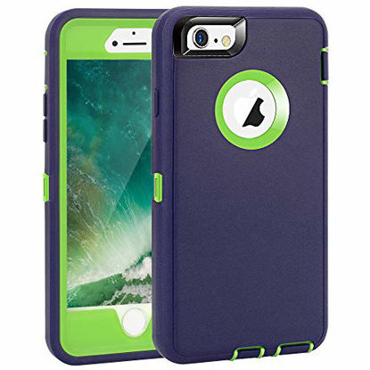 Picture of iPhone 6 Plus/6S Plus Case, MAXCURY Heavy Duty Shockproof Series Case for iPhone 6 Plus/6S Plus (5.5")-V2 with Built-in Screen Protector Compatible with All US Carriers (Navy/Lime)