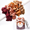 Picture of XL Big Silk Scrunchies Hair Ties for Women - CEELGON Oversized Brown Satin Silk Scrunchie Exra Large Jumbo Gaint Soft Chiffon Cute Scrunchy for Curl Thick Hair 4 Pack (Brown Coffee)