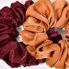 Picture of XL Big Silk Scrunchies Hair Ties for Women - CEELGON Oversized Brown Satin Silk Scrunchie Exra Large Jumbo Gaint Soft Chiffon Cute Scrunchy for Curl Thick Hair 4 Pack (Brown Coffee)