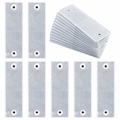 Picture of Swpeet 20Pcs Universal White Plastic Rectangular Stick-on Car Reflector Sticker, Door Reflectors Interior White Compatible Warning Plate Adhesive Reflector for Most Car