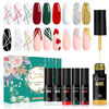 Picture of Gel Polish Nail Art Gel Liner Painted Set - Painting Drawing UV LED Nail Art with Built Thin Line Nail Art Brush in Gel Pens Soak Off Manicure Salon DIY at Home for Nail Manicure 6PCS 5ML Christmas Halloween Collection with Box for Gift Mini