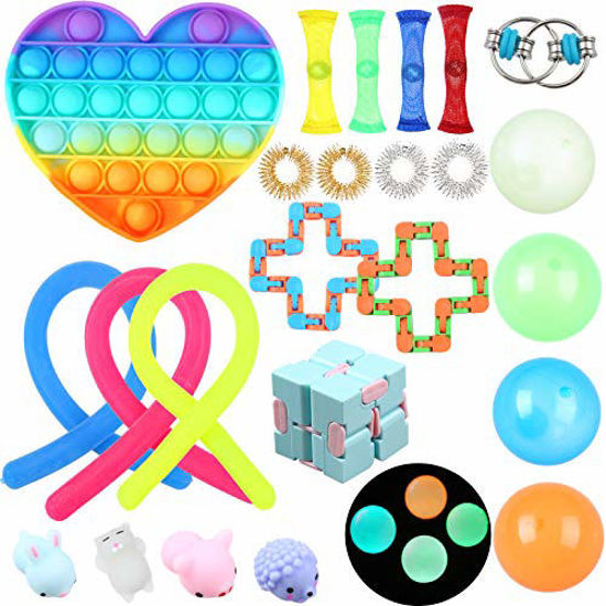 Picture of Fidget Toys Pack Fidget Poppers, 24pcs Sensory Fidget Toy Set Stress Relief Toys Variety for Kids Anxiety Autism Gift for Easter Fillers Push Pop Bubble Popping Pinata Christmas Stocking