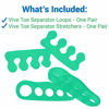 Picture of ViveSole Toe Stretchers (4 Pieces) - Silicone Gel Separators - Therapeutic Spa Spreaders for Plantar Fasciitis, Bunions, Overlapping Hammer Toe Spacers - Metatarsal Yoga Cushion (Green, Small)