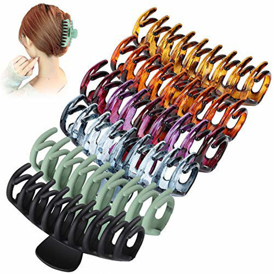 Picture of Tyfthui 6 Pcs Hair Claw Clips for Women Nonslip Hair Clips for Women and Girls, Strong Hold for Thin/Thick Hair Fashion Hair Styling Accessories (Multi-colored C)