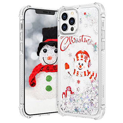 Picture of VEGO Compatible with iPhone 12 Case, iPhone 12 Pro Christmas Case, Glitter Liquid Sparkle Floating Bling Clear Cute Children Women Gifts Christmas Case for iPhone 12 Pro Max 6.7 inches, Snow Man