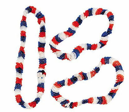 Picture of HAPPY DEALS ~ 24 PC - Patriotic Red White and Blue Poly Leis | 4th of July Party Favors