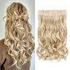 Picture of REECHO 20" 1-Pack 3/4 Full Head Curly Wave Clips in on Synthetic Hair Extensions Hairpieces for Women 5 Clips 4.5 Oz per Piece - Medium Blonde with Pale Highlights