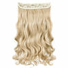 Picture of REECHO 20" 1-Pack 3/4 Full Head Curly Wave Clips in on Synthetic Hair Extensions Hairpieces for Women 5 Clips 4.5 Oz per Piece - Medium Blonde with Pale Highlights