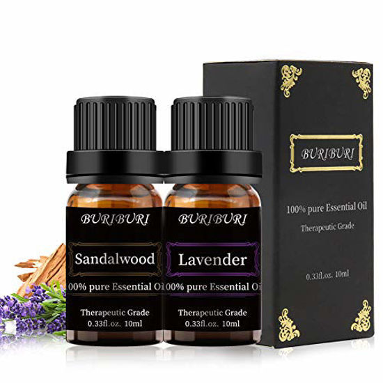 Lavender and Sandalwood Essential Oil, 100% Pure, Undiluted, Natural,  Organic Aromatherapy Essential Oils Gift Set, 10MLx2