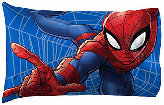 Picture of Jay Franco Marvel Spiderman Web Sides 1 Single Reversible Pillowcase - Double-Sided Kids Super Soft Bedding (Official Marvel Product)