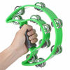 Picture of Half Moon Musical Tambourine Double Row Metal Jingles Hand Held Percussion Drum Multicolor for KTV Party with Ergonomic Handle Grip (Green)