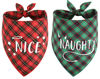 Picture of Naughty Nice Dog Bandana 2 Pack, Triangle Reversible Christmas Pet Scarf for Boy or Girl, Bandana for Small Medium Large Dogs