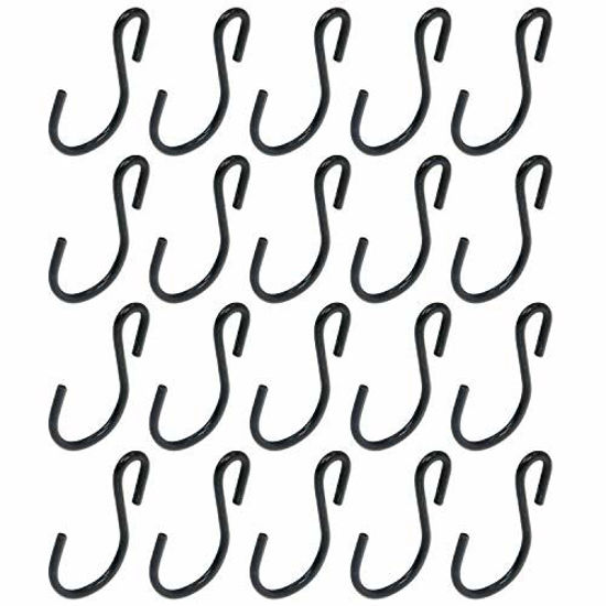 Picture of T Tulead S-Shape Hooks Hanger Hook Black Ornament Hooks Light Duty 1.79-Inch Length Small Iron Hooks Connector Pack of 20