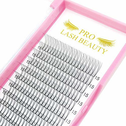 Picture of Premade Fans Eyelash Extensions 3D-D-0.07-14 Short Stem Premade Volume Eyelash Extensions 3D 5D 7D Volume Lash Extensions 9 to 20 mm Pre made Lash Fans C D Curl .07 .10(3D-D-0.07,14mm)