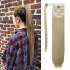 Picture of SEIKEA Clip in Ponytail Extension Wrap Around Straight Hair for Women (28", Ash Blonde)