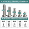 Picture of M6 x 8mm 12mm 16mm 20mm 25mm Button Head Socket Cap Screws Bolts, 304 Stainless Steel, Bright Finish, Metric Allen Hex Drive, Fully Threaded, 50PCS