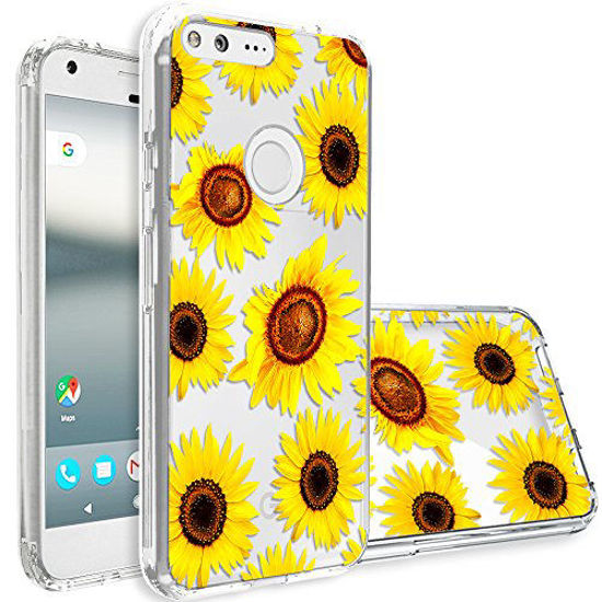 Picture of Google Pixel Case,Topnow [Anti-Scratch PC + Shockproof Anti-Drop Soft TPU] Advanced Printing Pattern Phone Cases Glossy Drawing Design Cover for Google Pixel(Blossoming Sunflower)