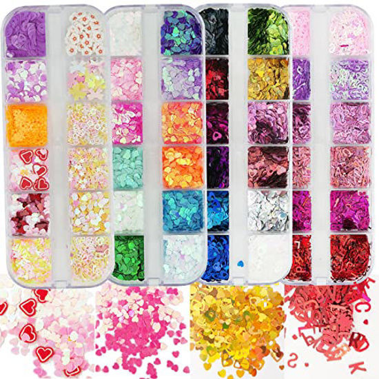 12 Bottle/Box Nail Glitter Sequins Mixed DIY Flake Nail Art