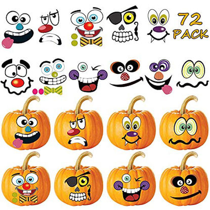 Picture of Halloween Pumpkin Decorating Stickers, 72 Packs Make Your Own Small Pumpkin Stickers in 36 Sheets Halloween Crafts for Toddlers Kids Birthday Halloween Party Supplies Trick or Treat Party Game Favors