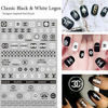 Picture of Ultimate Luxury Logo Designer Brands Inspired Nail Stickers 6 Sheets Self-Adhesive Popular Nail Art Decals Foils for Nail DIY Manicure, Gold, Black, White, Multicolor (+600pcs)