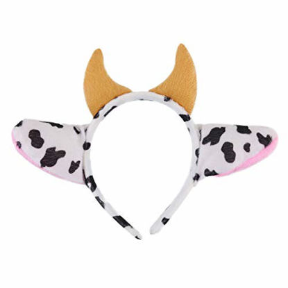 Picture of Plush Cow Ears and Horns Headband-Halloween Christmas Festival Theme Party Animal Cosplay Costume Headbands