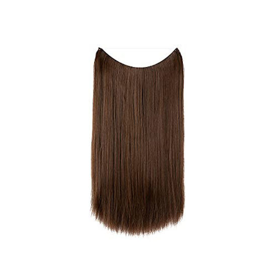 Picture of Brown Halo Hair Extensions Straight Secret Wire Headband Long Synthetic Hairpieces 22 Inch 4.2 Oz for Women Heat Friendly Fiber No Clip SARLA