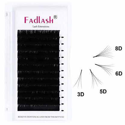 Picture of FADLASH Easy Fanning Volume Lashes 8-25mm Available Volume Eyelash Extensions Self Fanning Lashes C D DD Curl Lash Extension Supplies (0.07-C, 11mm)