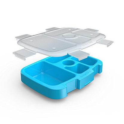 Picture of Bentgo Kids Brights Tray (Turquoise) with Transparent Cover - Reusable, BPA-Free, 5-Compartment Meal Prep Container with Built-In Portion Control for Healthy At-Home Meals and On-the-Go Lunches