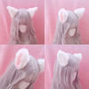 Picture of Cat Ears Hair Clips Fox Ears Barrettes Women Furry Fur Cat Headpiece Holiday Hair Pins Sweet Halloween Party Decoration Headband Anime Cosplay Costume Kitty Kitten Hair Accessories Blue - White