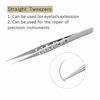 Picture of Volume and Individual Eyelash Extension Tweezers, 9 Holes Professional Stainless Steel Precision Tweezers Set - Straight and Curved Pointed Tweezers for Eyelash Extension Supplies Tool by OBEYA