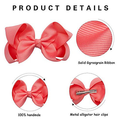 Picture of Vinobowtique 40Piece 4Inch Classical Hair Bows For Girls Hair Barrettes Hair Accessories Bow Sets For Toddler Girls Baby