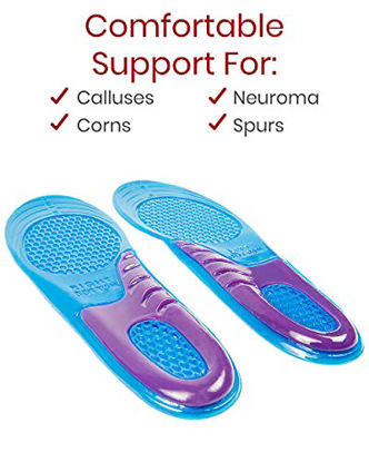 Picture of Envelop Massaging Gel Insoles - Orthotic Arch Support Shoe Inserts for Women, Men, Plantar Fasciitis, Flat Feet, Tennis, Running, Heels, High Arches, Walking, Comfort, Foot Pain, Work Boots - Unisex