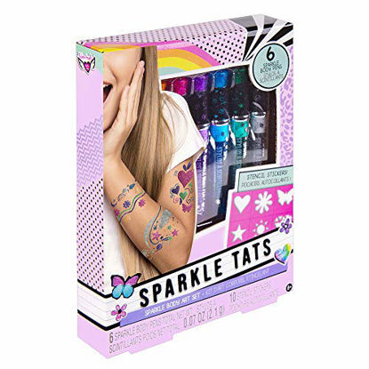 Picture of Fashion Angels Sparkle Tats Body Art Set - Temporary Tattoo Pens, Washable & Shimmery Tattoo Body Ink, 6 Tattoo Body Markers Set with Stencil Stickers for Kids 8+, Multi (12674)