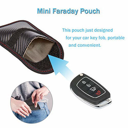 Picture of Faraday Key Fob Protector - 2 Pack Mini Anti-Theft Pouch Key Fob RFID Signal Blocking Faraday Bag for Key Fob