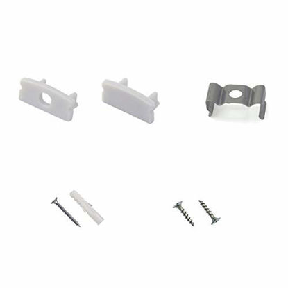 Picture of Hunhun 15-Pack End Caps and Mounting Clips for Hunhun U Shape LED Aluminum Channel System (U channel type)