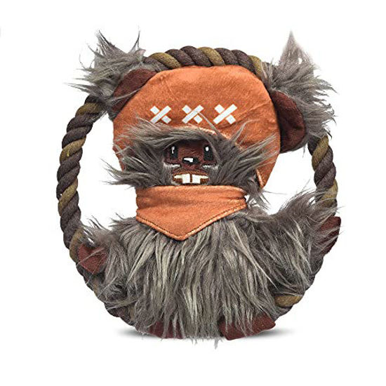 Picture of STAR WARS Dog Toy Ewok Plush Rope Frisbee Dog Toy | Plush STAR WARS Squeaky Dog Toy | Adorable Toys for All Dogs, Official Dog Toy Product of STAR WARS for Pets,Brown,One Size,FF13893