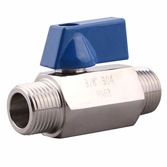 Picture of DERNORD Stainless Steel Ball Valve - 3/8 Inch NPT Thread Male Small Mini Ball Valve (3/8" Male&Male)