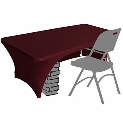 Picture of Eurmax Spandex Table Cover 4 ft. Fitted 30+ Colors Polyester Tablecloth Stretch Spandex Table Cover-Table Toppers,4 FT Table Cover Open Back (4Ft, Maroon)
