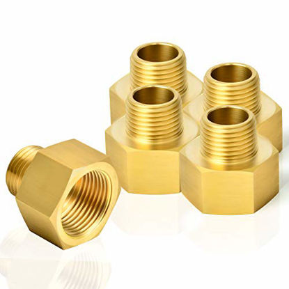 Picture of TAISHER 5PCS Brass Pipe Fitting, Reducer Adapter, 1/8-Inch Male Pipe x 1/4-Inch Female Pipe