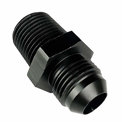 Picture of 8 AN Flare to 1/4 NPT Male Thread Pipe Adapter Aluminum Fuel Line Hose Fitting Straight Black