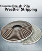 Picture of Tooperze Weather Stripping for Door,Self Adhesive Brush Window Seal Strip for House Windows Weatherproof Soundproof Dustproof 16 FT Length 0.350.6 inch