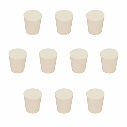 Picture of StonyLab Solid Rubber Stoppers, 10-Pack 3# White Tapered Lab Seal Rubber Stoppers, Fits All StonyLab Glassware with 19/22 Joint