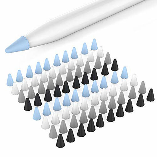 Picture of Delidigi 80 Pack Tips Cover for Apple Pencil 2nd Generation and 1st Gen Silicone Nibs Caps Writing Protection Accessories (Blue,Black,Grey,White,80Pack)