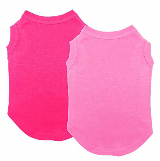 Picture of Dog Shirts Clothes, Chol&Vivi Dog Clothes T Shirt Vest Soft and Thin, 2pcs Blank Shirts Clothes Fit for Extra Small Medium Large Extra Large Size Dog Puppy, Large Size, Pink and Rose Red