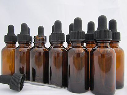 Picture of DropperStop 1oz Amber Glass Dropper Bottles (30mL) with Tapered Glass Droppers - Pack of 12